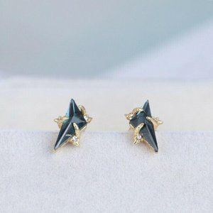 Alexis Bittar Pyramid Green/Gold Crystal Earrings